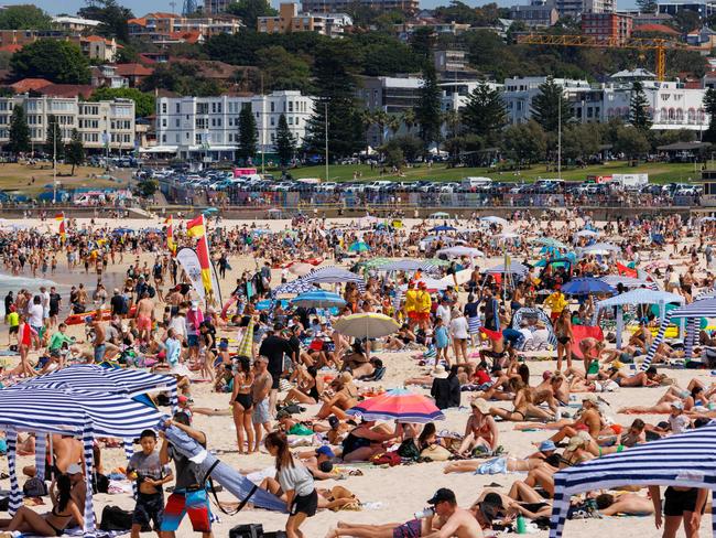 Sydneysiders flocked to Bondi Beach on October 1 as temperatures rose. Picture: Max Mason-Hubers