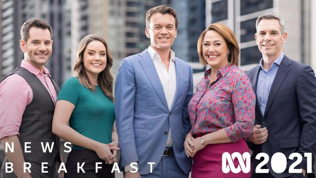 An image posted to Twitter on Wednesday as part of the station’s 2021 programming schedule launch, captioned: “The gang's all back in 2021 on @BreakfastNews @mjrowland68 @LisaMillar @SciNate @georgie_tunny @paulwkennedy. #ABCyours