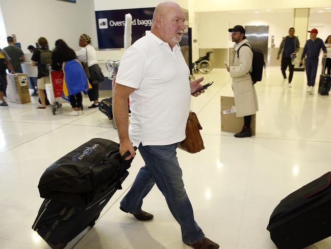 Homicide Squad detective Detective Chief Inspector Wayne Walpole at Sydney Airport as he prepared to fly to Brazil to help in the investigation. Picture: David Swift