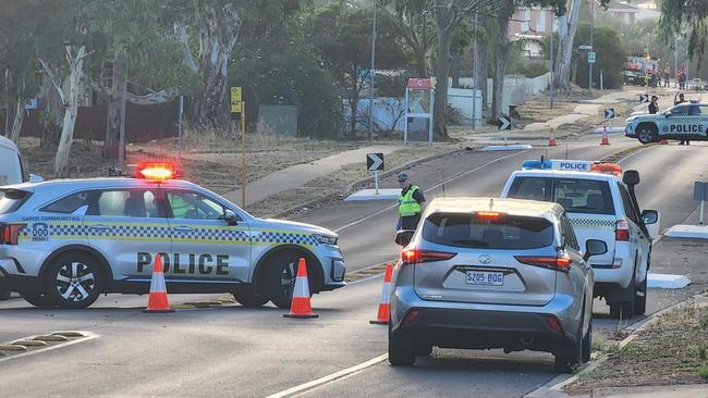 Police at the scene of the hit-run in Elizabeth East. Picture: Leah Smith