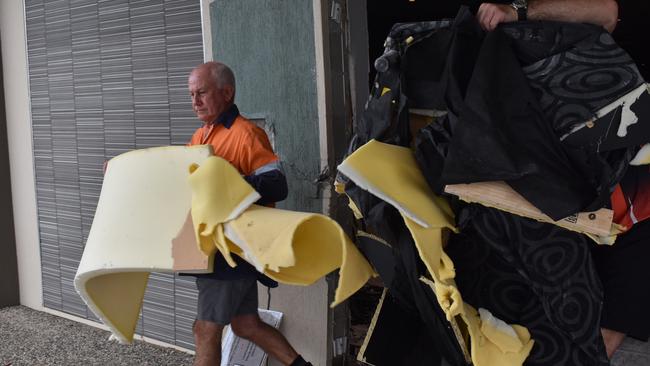 Crews cleared the significant damage left at Western Suburbs Leagues Club after a ram raid tore through the entrance of the Walkerston club at 3am on Wednesday January 6. Picture: Zizi Averill