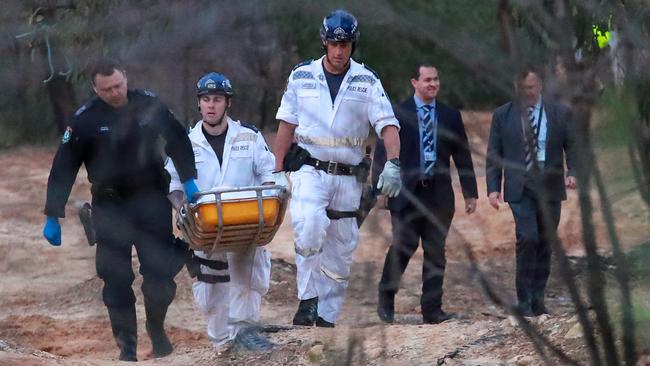 Police at Sandy Point Quarry, Menai, where Najma’s body was found. Picture:Justin Lloyd