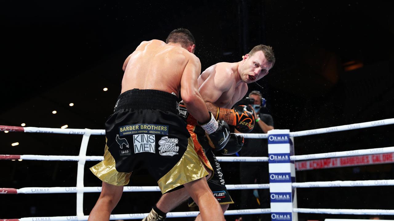 Jeff Horn vs. Tim Tszyu at Queensland Country Bank Stadium. Picture: Alix Sweeney