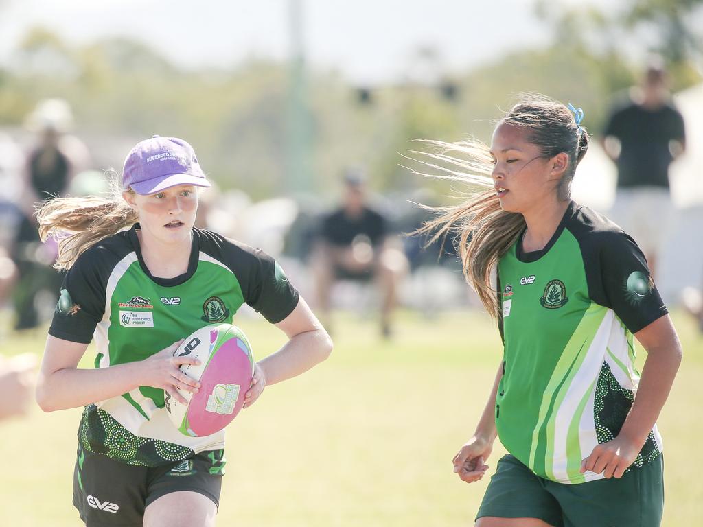 Moreton Bay College V Ferny Grove State High at the 2024 Gold Coast Titans All Schools Touch Football Picture: Glenn Campbell