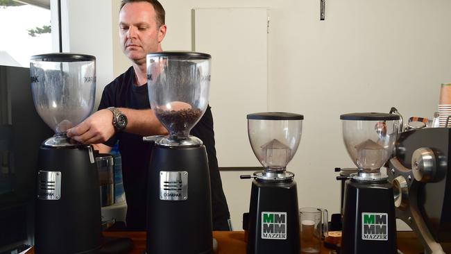 Viscous Coffee owner Steve Benington at Christies Beach. Picture: AAP/Keryn Stevens