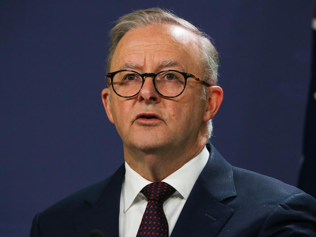 Anthony Albanese speaks after a snap national cabinet meeting to discuss violence against women. Picture: NCA NewsWire/Gaye Gerard