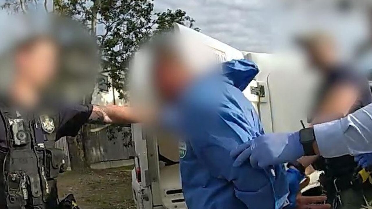 The moment a suspect in the stabbing murder of Levi Johnson is arrested. Picture: Queensland Police Service