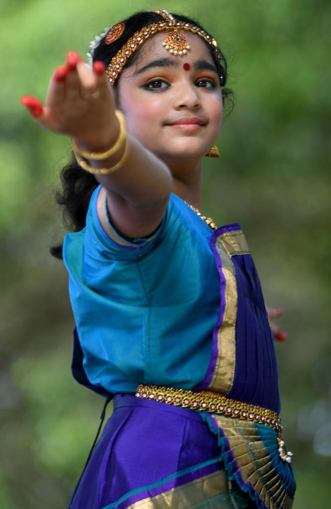 Dancer from Geetha's Natyalaya performs on stage at IndiaFest. Picture: Evan Morgan