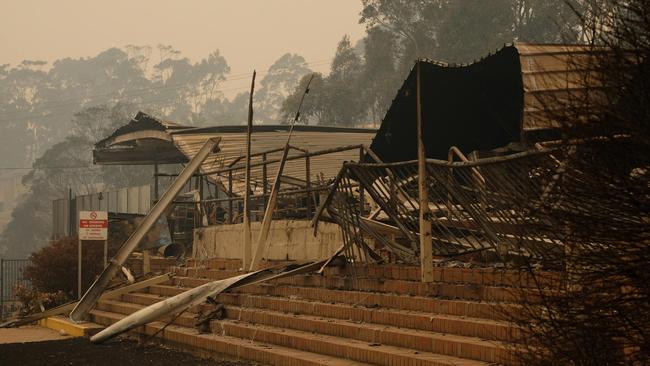 The ruins of Malua Bay Bowls Club, destroyed in the Black Summer bushfires. Picture: Alex Coppel