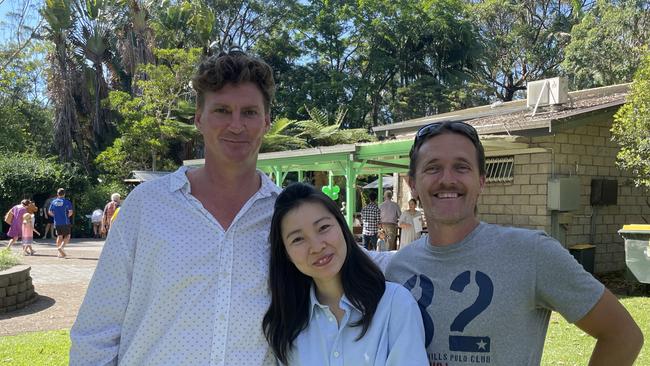 Zac, Olive and Adrian at the Australia Day ceremony at the Botanic Gardens in Coffs Harbour. Picture: Matt Gazy