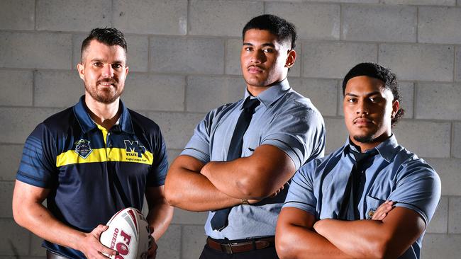 Ben Weston, Alex Leapai, Elikena Finau. Thursday May 12, 2022. Picture, John Gass