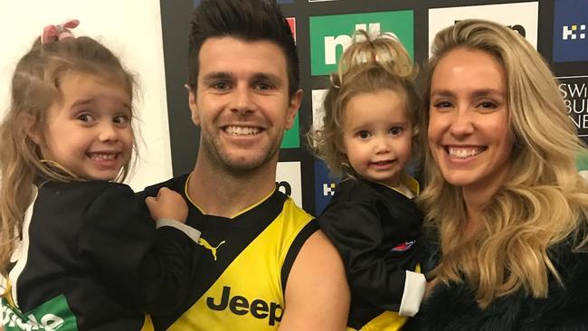 Trent Cotchin with wife Brooke and children Harper and Mackenzie. Source: Instagram