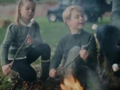 Prince George and Princess Charlotte roast marshmallows. Picture: Twitter