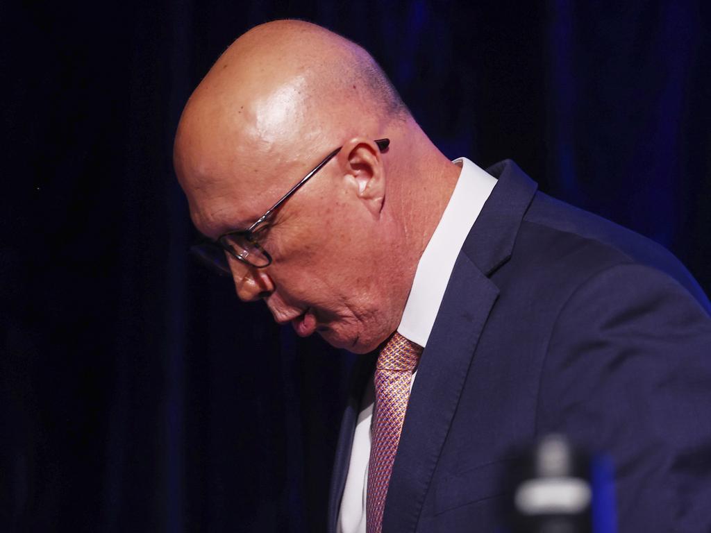 Peter Dutton conceded after the Labor party recorded a huge election win. Picture: AP / Pat Hoelscher