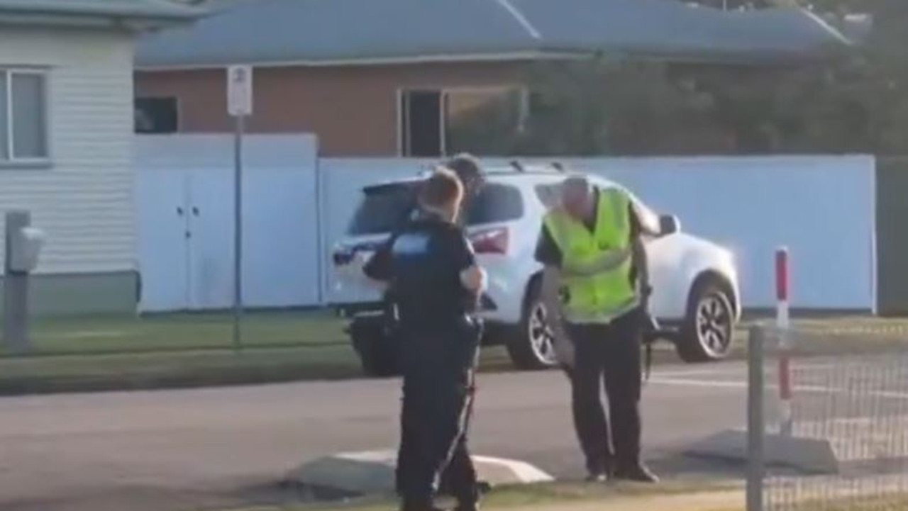 The scene where Bundaberg police officer Senior Constable Harding was allegedly mowed down by 19-year-old Aaliyah May Spencer in a stolen car. Picture: 7News Brisbane