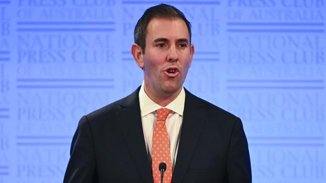 Shadow Treasurer Jim Chalmers delivers his speech at the National Press Club in Canberra, Tuesday, June 25, 2019. (AAP Image/Lukas Coch) NO ARCHIVING