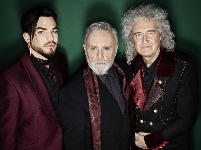 Adam Lambert with Roger Taylor and Brian May of Queen.