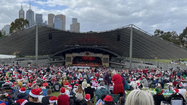 Thousands packed the Sidney Myer Music Bowl for the Carols by Candlelight Rehearsals.