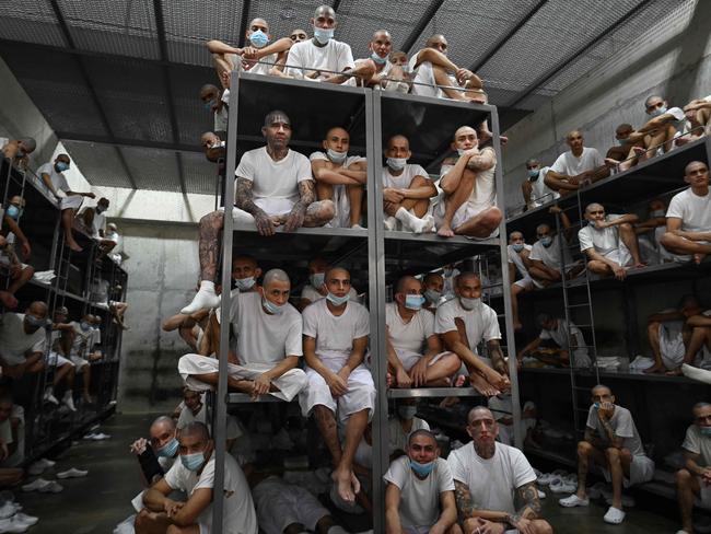 Inmates dwell in close quarters at the Counter-Terrorism Confinement Centre mega-prison. Picture: AFP