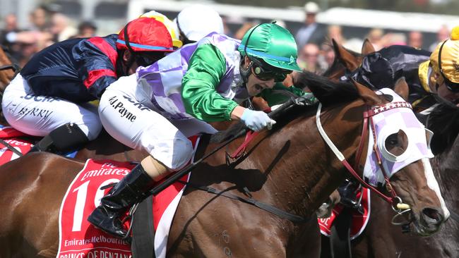 Prince of Penzance, ridden by Michelle Payne, comes home to win The Melbourne Cup in 2015. Picture: David Crosling