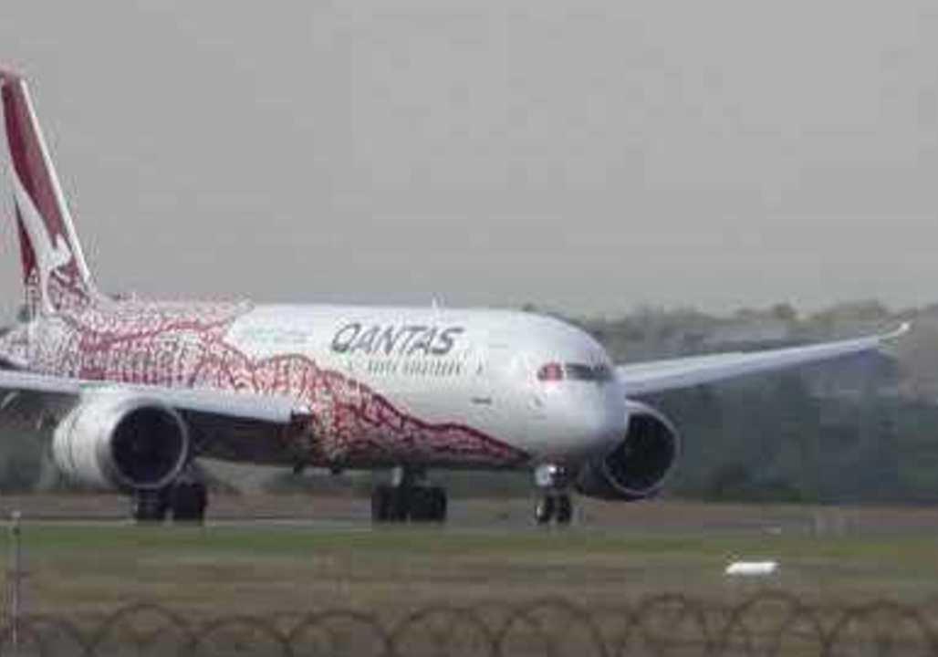 'Yam Dreaming' Qantas Plane Arrives in Melbourne