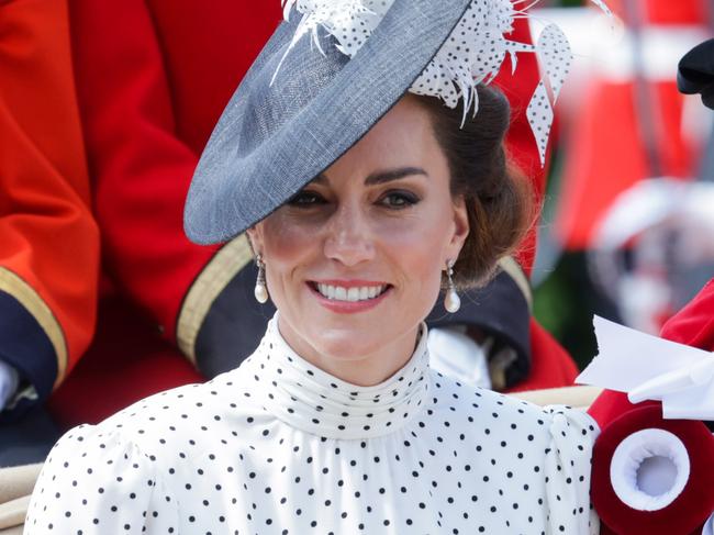 WINDSOR, ENGLAND - JUNE 19: Catherine, Princess of Wales departs the Order Of The Garter Service at Windsor Castle on June 19, 2023 in Windsor, England. The Order of the Garter is the oldest and most senior Order of Chivalry in Britain. Knights of the Garter are chosen personally by the Sovereign to honour those who have held public office, contributed in a particular way to national life or who have served the Sovereign personally. During the service, the Baroness Ashton of Upholland GCMG will be installed as a Lady Companion of the Most Noble Order of the Garter, and the Lord Patten of Barnes CH will be installed as a Knight Companion of the Most Noble Order of the Garter. (Photo by Chris Jackson - Pool/Getty Images)