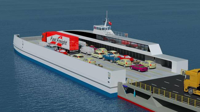 Incat’s proposed vessel and dock for Bruny Island ferry service.