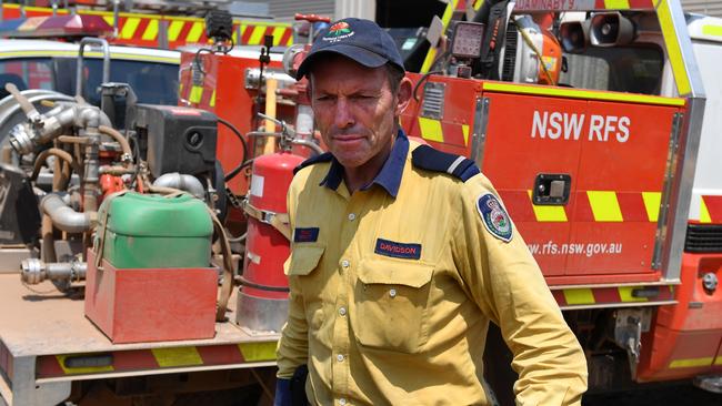 Tony Abbott at the Adaminaby RFS station on January 10. Picture: AAP