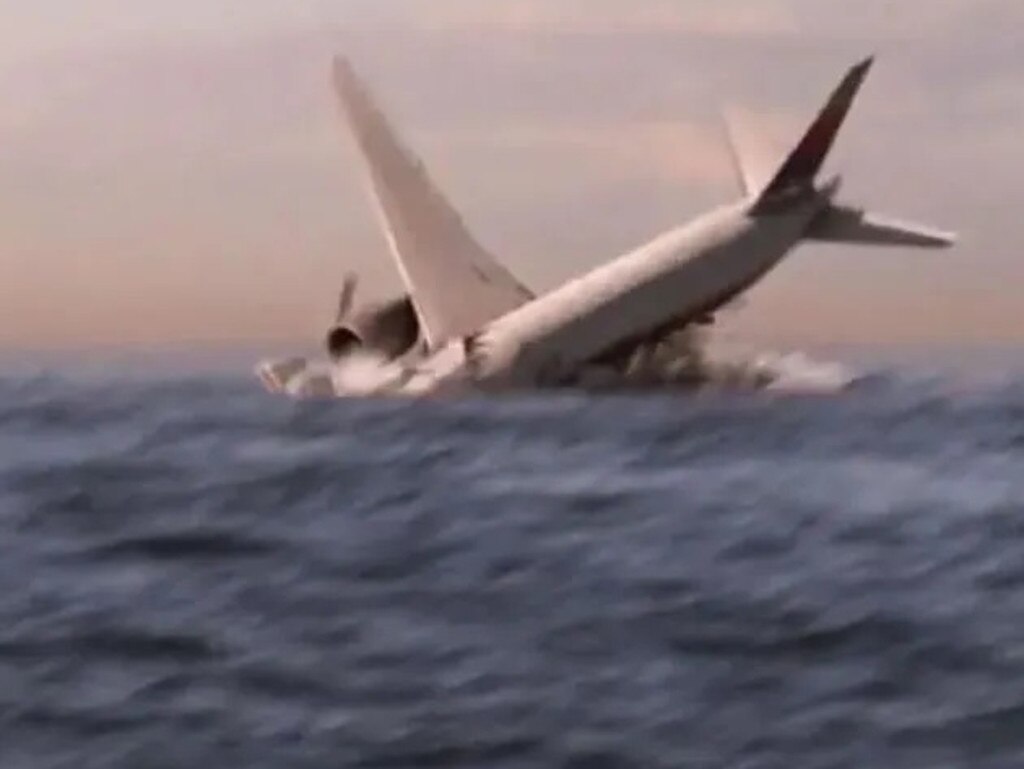 A computer-generated image shows what the MH370’s final moments might look like after it’s believed to have plummeted into the Southern Indian Ocean in 2014. Picture: National Geographic