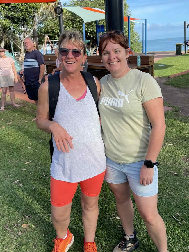 Kari Paton and Karen Alston at the Hervey Bay 100 Triathlon on Sunday, November 26, 2023.