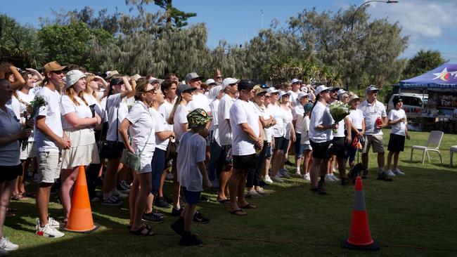 The crowd gather for a photo before the Walk for Balin on January 20, 2023. Picture: Katrina Lezaic