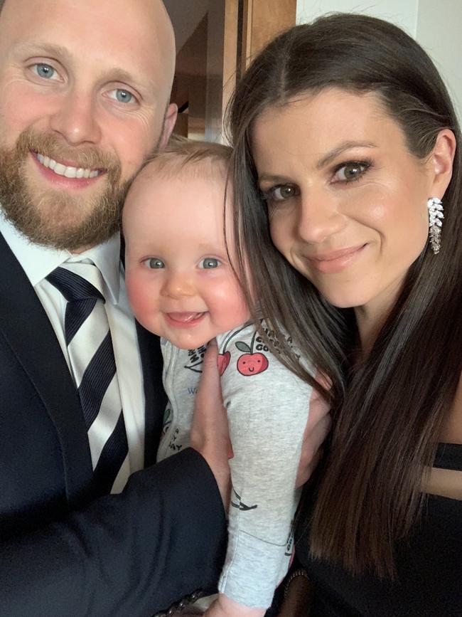 Gary Ablett jnr and wife Jordan with their son Levi.