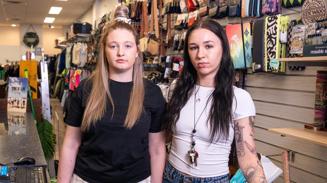 Olivia Adams and her manager Tyla Couzner speak about the impact their shop suffered with Whyalla Steelworks job losses. Picture: NewsWire / Tim Joy