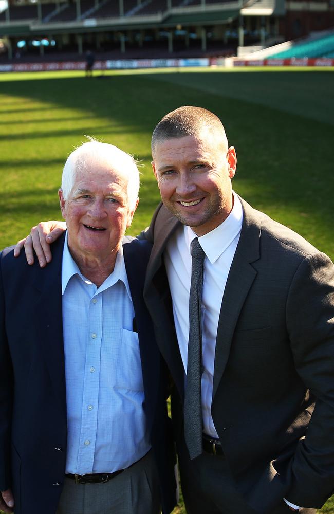 Michael Clarke with his grandfather Ray Fox. Picture: Phil Hillyard