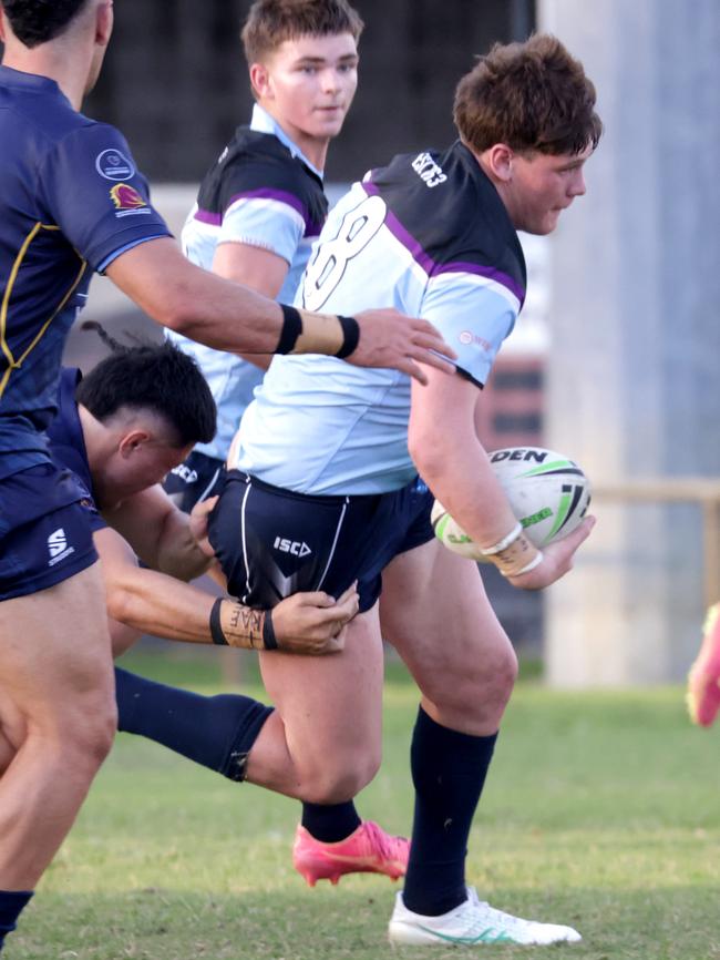 No. Cooper Clarke plays for Caloundra SHS in the Langer Trophy schoolboy rugby league between, Stones Corner, on Wednesday 29th May 2024 - Photo Steve Pohlner