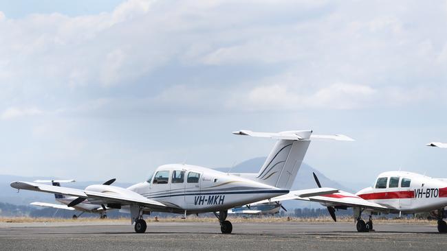 Light aircraft on the tarmac at te base of Airlines of Tasmania in Cambridge. Picture: NIKKI DAVIS-JONES