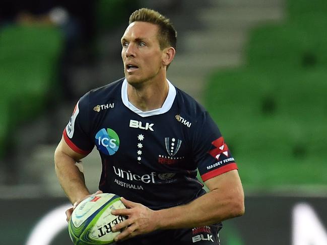 Dane Haylett-Petty of the Rebels is seen in action during the Round 13 Super Rugby match between the Melbourne Rebels and the Queensland Reds at AAMI Park in Melbourne, Friday, May 10, 2019.  (AAP Image/Julian Smith) NO ARCHIVING, EDITORIAL USE ONLY