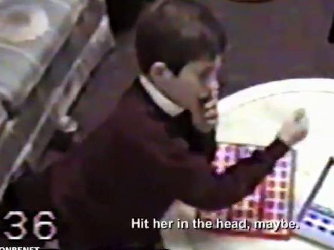 Screengrab from the TV show The Case of JonBenet Ramsey shows video of Burke Ramsey discussing his sister’s death. Picture: Supplied