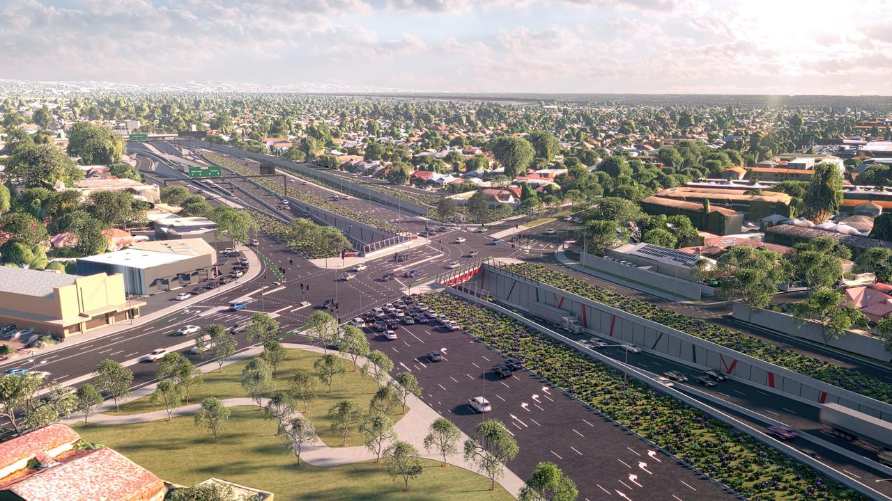 Three ground-level right-turn lanes will allow traffic to exit the motorway from the south and turn on to Anzac Hwy.