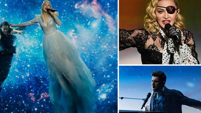 Kate Miller-Heidke, Madonna and Duncan Laurence of The Netherlands at Eurovision 2019. Picture: Supplied