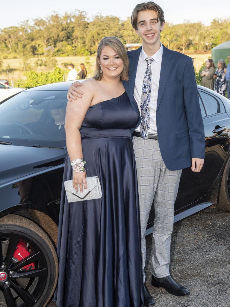 Erin Symes partnered Thomas Oldham. Mary MacKillop Catholic College formal at Rosalie House. Thursday, November 18, 2021. Picture: Nev Madsen.