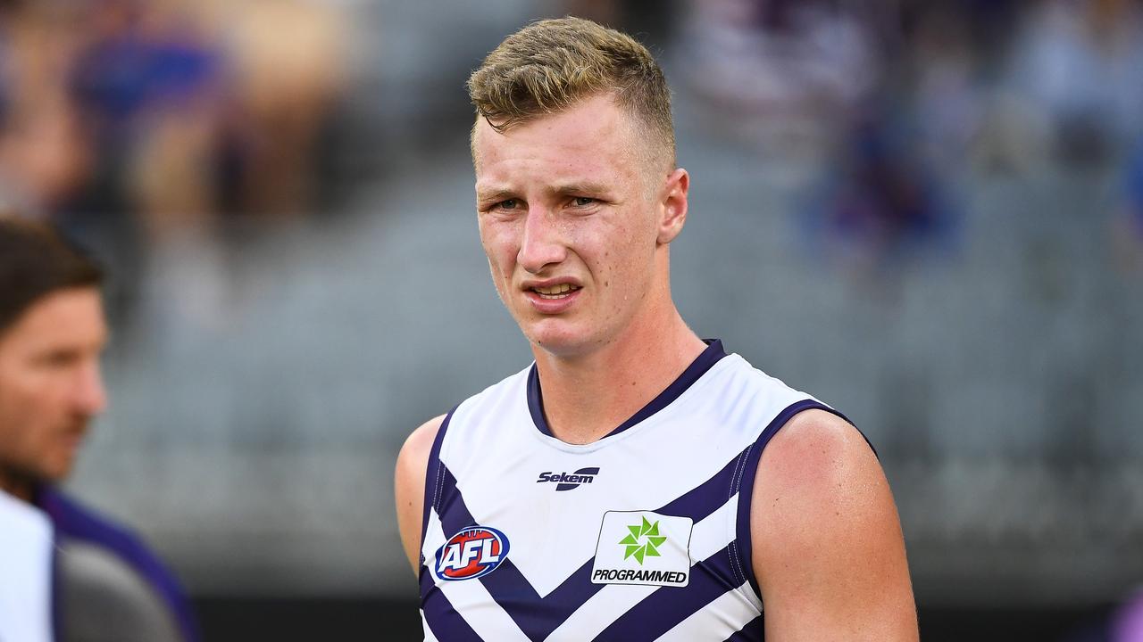 Josh Treacy of the Dockers is in the Round 1 mix. Picture: Daniel Carson