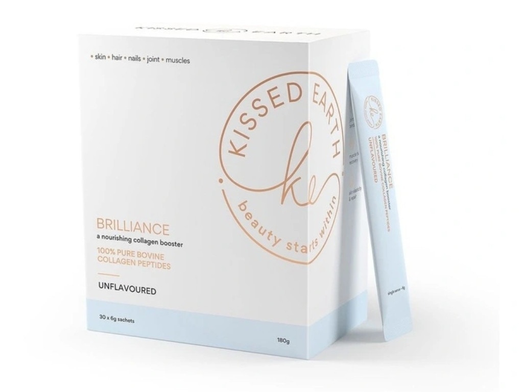 Kissed Earth Brilliance Collagen Unflavoured Supplement (30 x 6g Sachets). Picture: Myer.