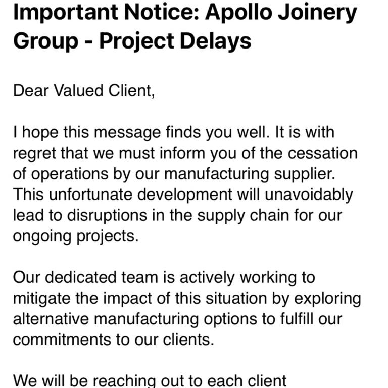 Customers were at first informed the Apollo Showrooms branch would continue even though the manufacturer had gone bust. A month later, this business also went into liquidation.