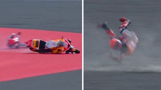 Marc Marquez suffered a scary crash in practice at the Indonesian Grand Prix.