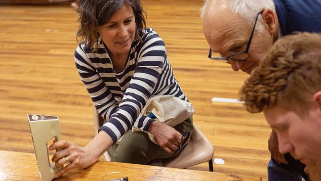 Helen McCarthy brings in her nan’s handmixer to Bendigo Repair Cafe. Picture: Josh Robenstone