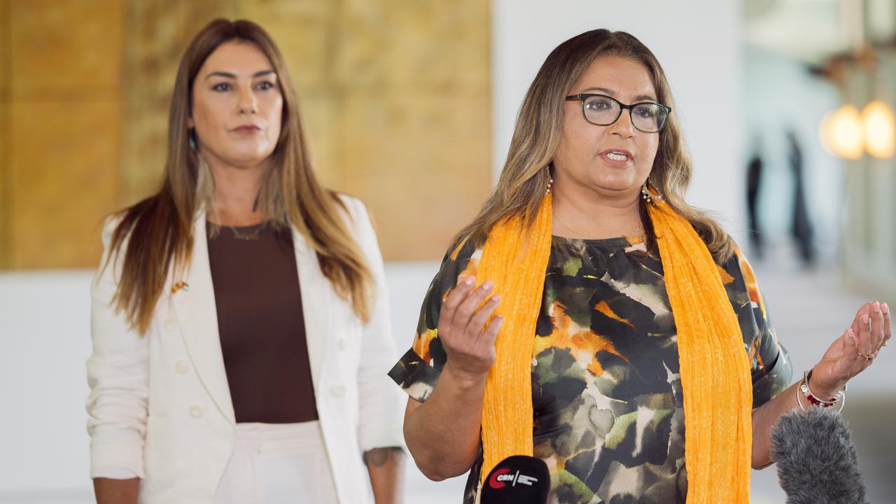 Greens Senator Mehreen Faruqi at a press conference at Parliament House in Canberra. Picture: NewsWire/David Beach