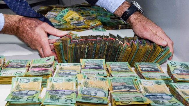 $1.8 million cash seized during Operation Ironside South Australian arrests. Picture: NCA NewsWire / Brenton Edwards