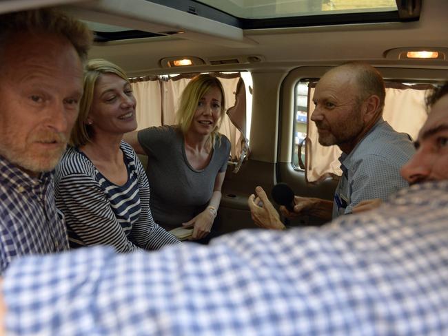 Freed ... L-R David Ballment, Tara Brown, Sally Faulkner, Stephen Rice and Ben Williamson Picture: EPA/Wael Hamzeh