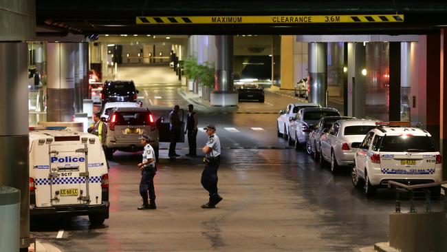 Police establish a crime scene at The Star Casino at Pyrmont.